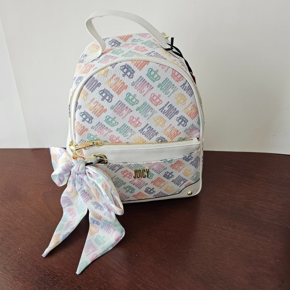 NWT Juicy by Juicy Couture Glam Pull Out Pouch Rainbow Crown Mini Backpack